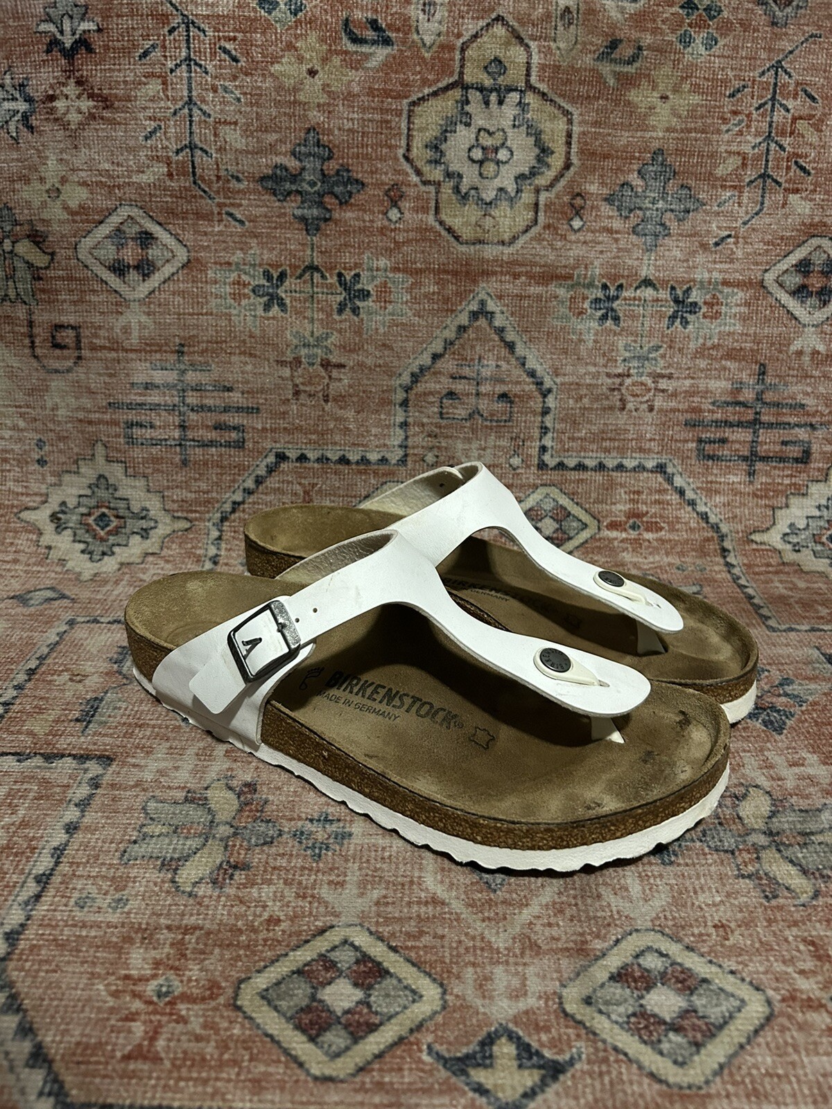 Birkenstock Gizeh Birko-Flor Unisex Size EU 40 US L9 M7 White Slip On Sandals