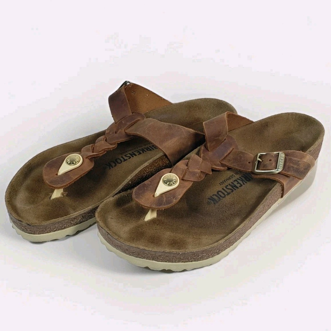 Birkenstock Gizeh Braided Leather Sandals Size 39 / 8 Reg Women