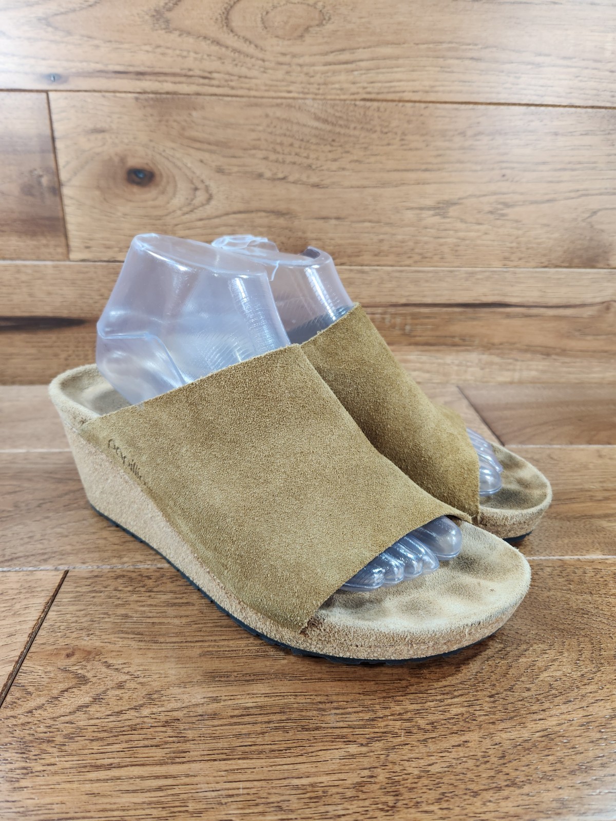 Birkenstock Papillio Namica Brown Suede Leather Cork Wedge Slip On Sandal Size 9