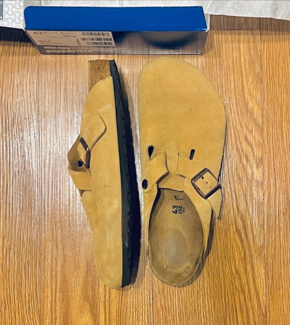 Birkenstock Boston Latte Cream Suede Footbed EU 43 US 10 Regular Fit