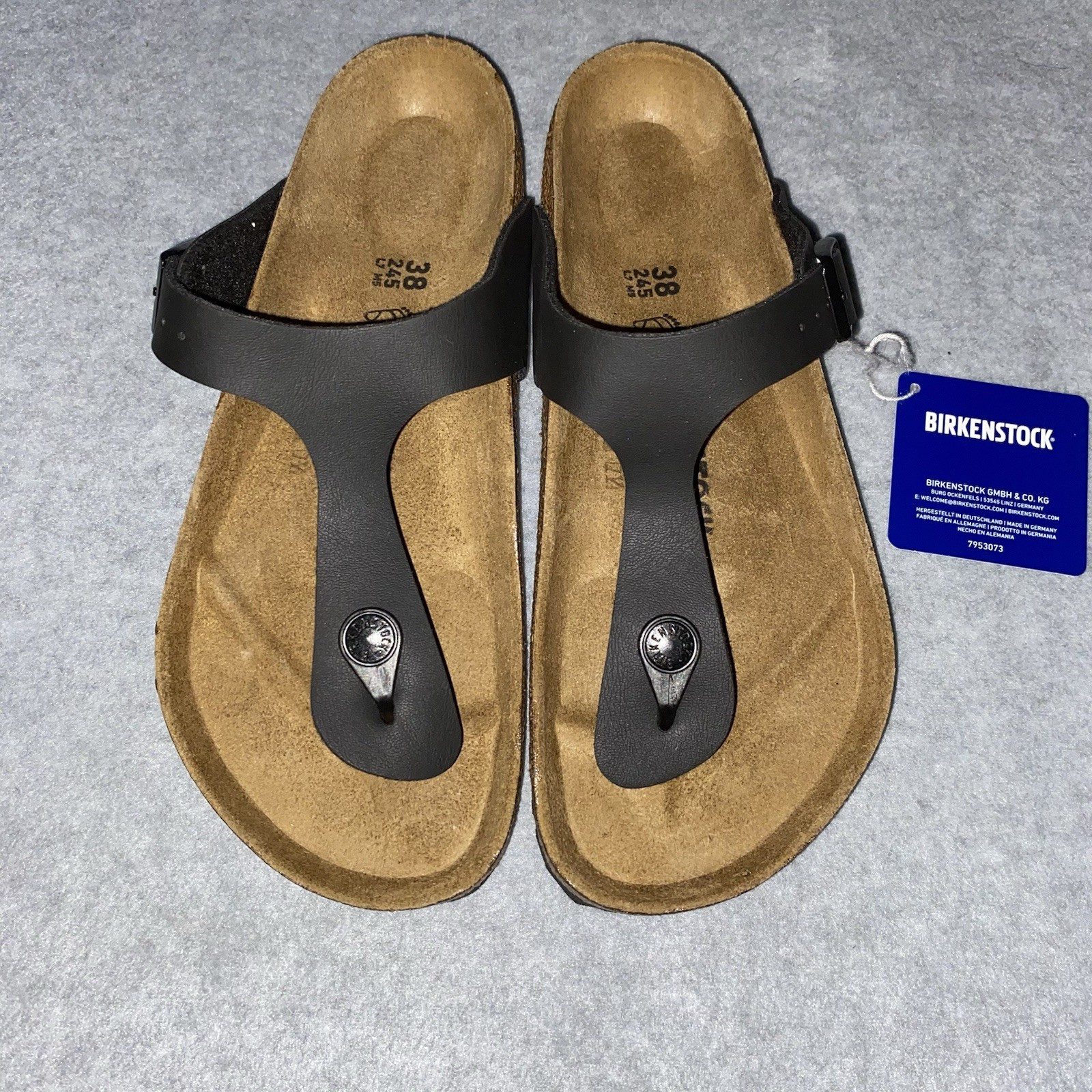 Birkenstock Gizeh BS Thong Sandals Unisex 38 US W7 M5 Black Regular Fit