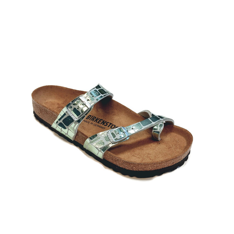 Birkenstock Mayari Sandals Mens 5 – 5.5 Womens 7 – 7.5 EU 38 Mineral Gator Gleam