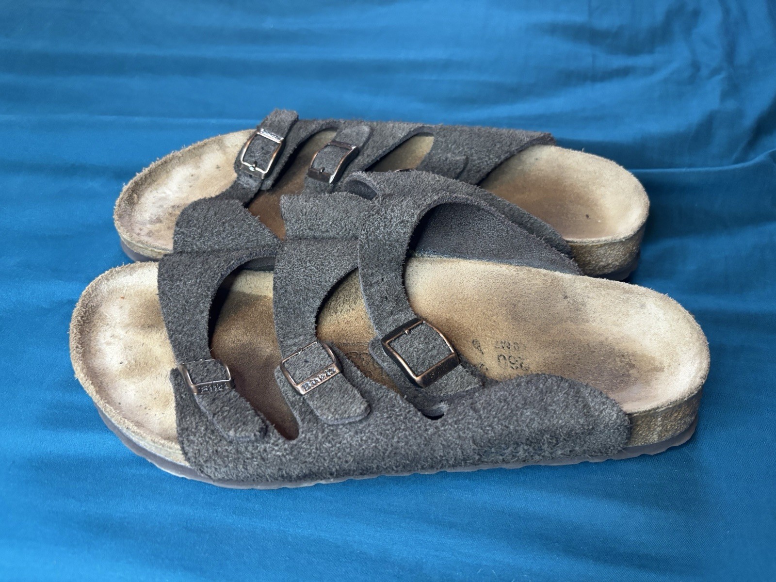 Birkenstock Sandals Womens 9 Brown Florida Three Strap Buckle Contoured Footbed