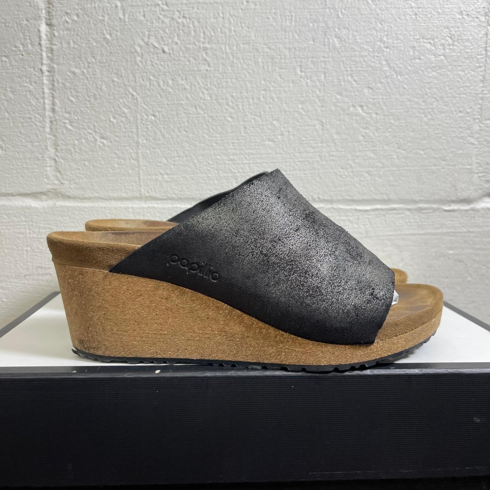 Birkenstock Papillio Namica Black Suede Slide Wedge Sandal Women’s 40 EU/9 US