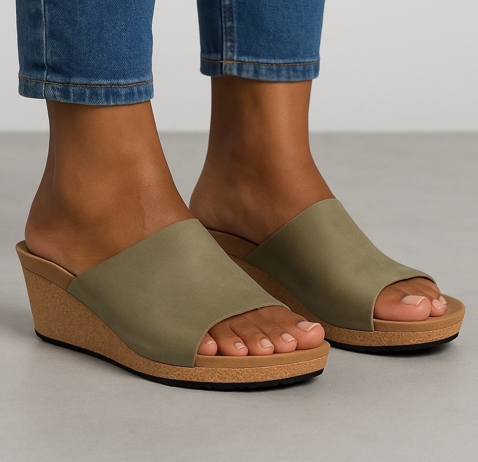 Birkenstock Papillio Namica Wedge Sandal US 7-7.5 Medium/Narrow Green/Metallic