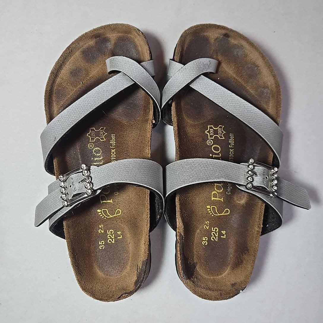 Birkenstock Papillio Womens 35 Tabora Silver Rhinestone Buckle Sandals Comfort