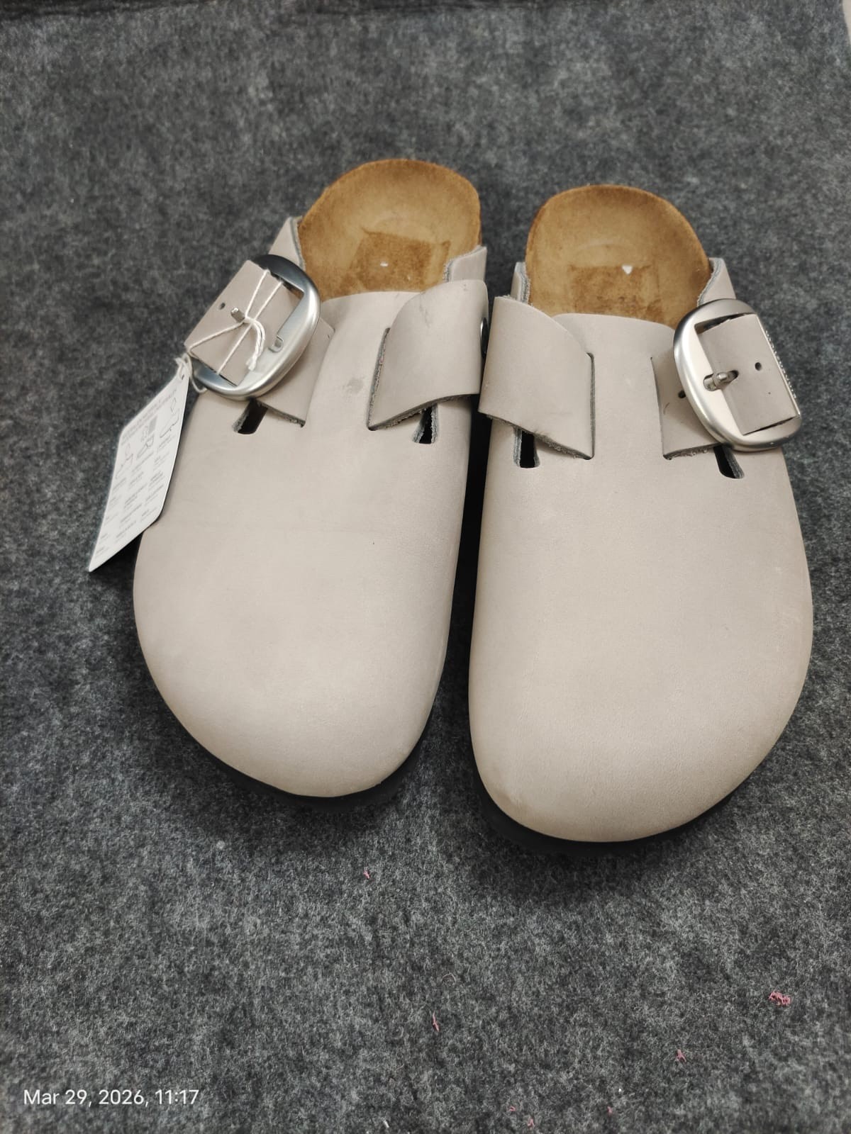 New Birkenstock Boston Big Buckle Nubuck Suede Leather Slides Size 39/ US 8