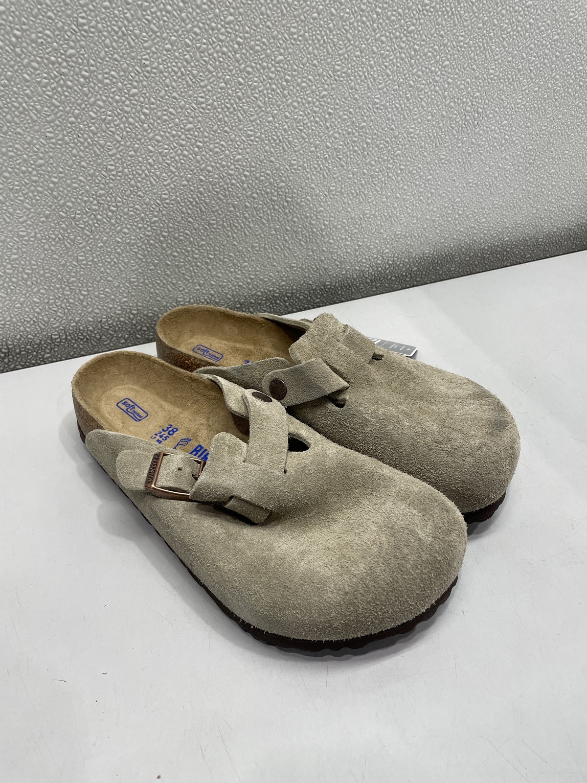 Birkenstock Boston Soft Footbed Suede Leather Clog Unisex W7, M5 In Taupe