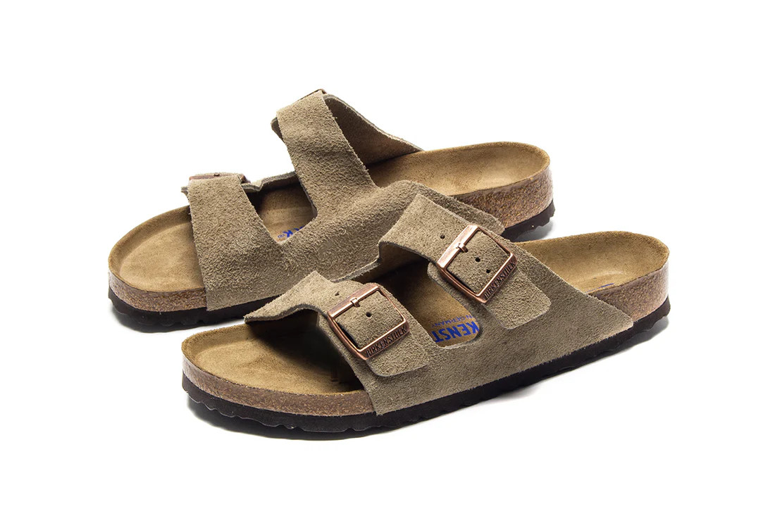 Birkenstock Arizona Soft Footbed Sandals Taupe Suede Leather Shoes Size 37-45