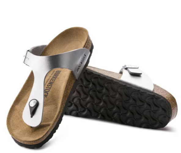 NEW BIRKENSTOCK Gizeh Birko-Flor Thong Women’s Sandals EU 39/US 8 – Silver