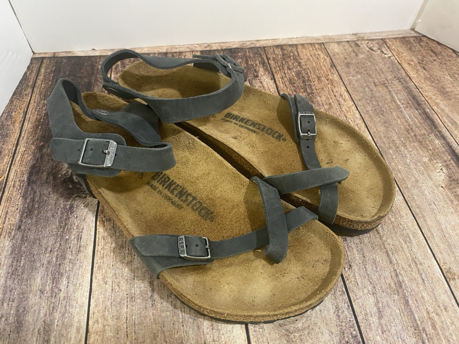 Birkenstock Mayari Size EU 41 US W10 M8 Black 2 Buckle Sandals Cork Footbed