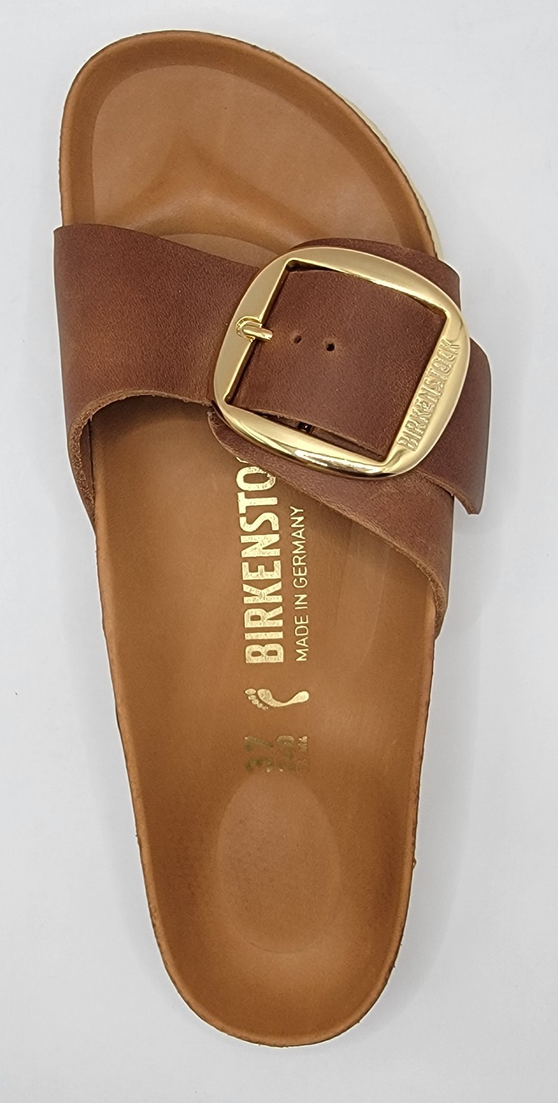 Birkenstock Madrid Big Buckle Waxy Oiled Leather Cognac Color Narrow
