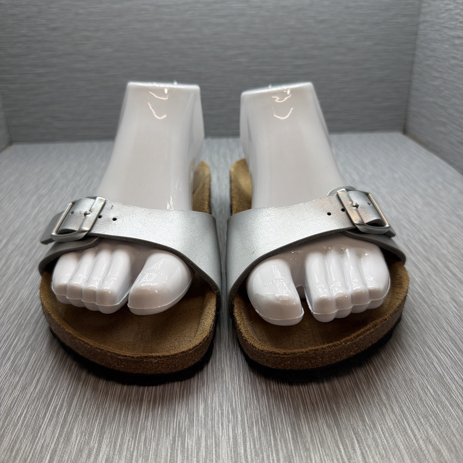 Birkenstock Madrid Silver Sandals Womens EU 36 US 5 Single Strap Slide Buckle