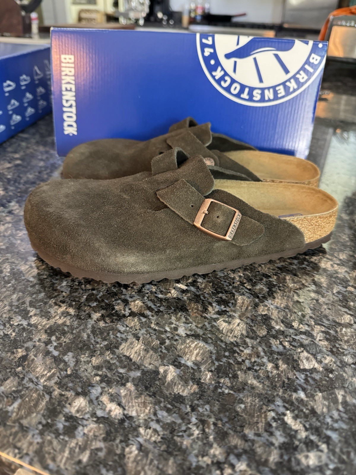 Birkenstock Boston Mocha Suede Leather Soft Footbed Unisex Shoes Size 40 Or 41