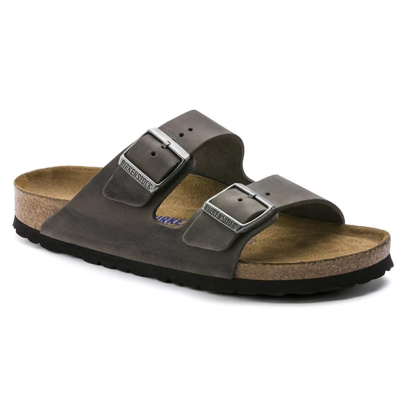 Birkenstock Arizona Soft Footbed Oiled Leather Unisex Sandals Iron + Faded Khaki