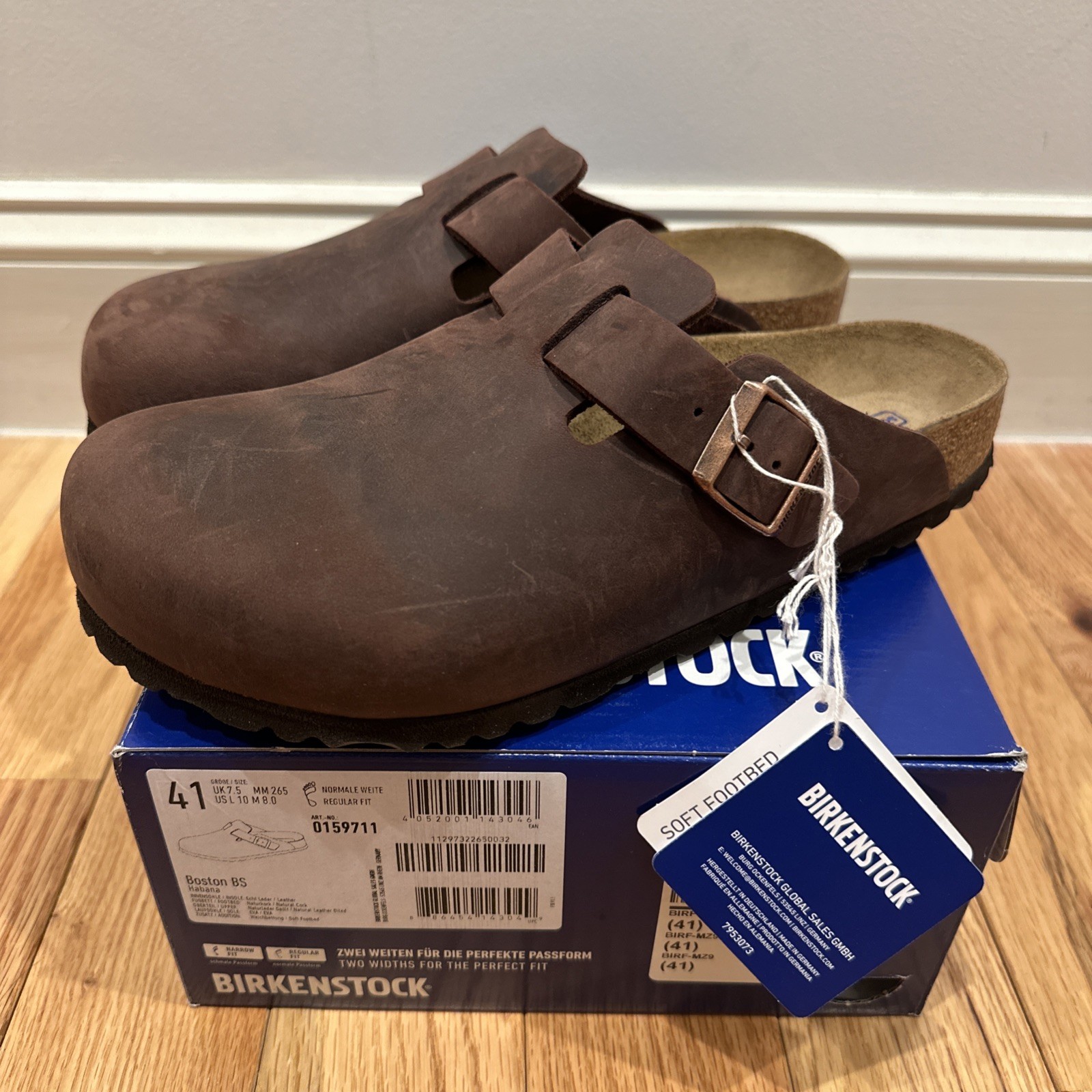 Birkenstock Boston Oiled Leather Soft Foodbed Habana 41 Regular Width
