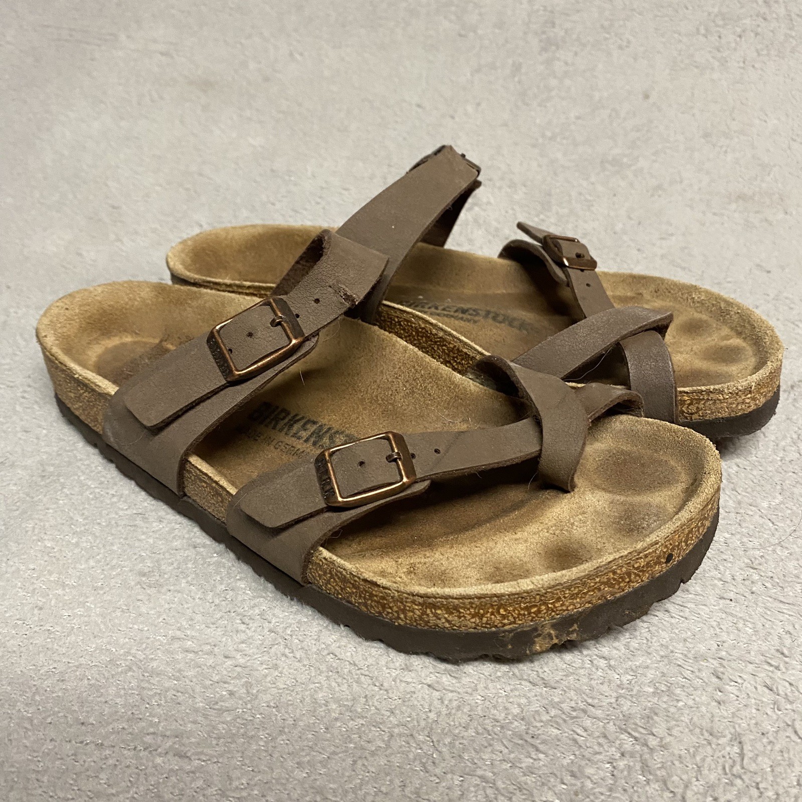 Birkenstock Mayari Sandals 38 US Womens 7 Brown Slip On Strap Casual Read
