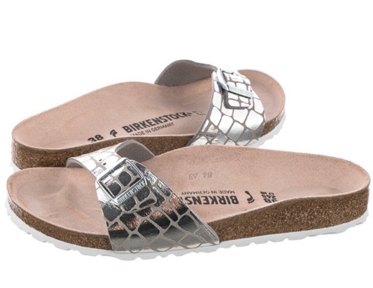 Birkenstock Madrid Gator Gleam Silver  Sandals 1016244 Shoes 35 L 4 NEW
