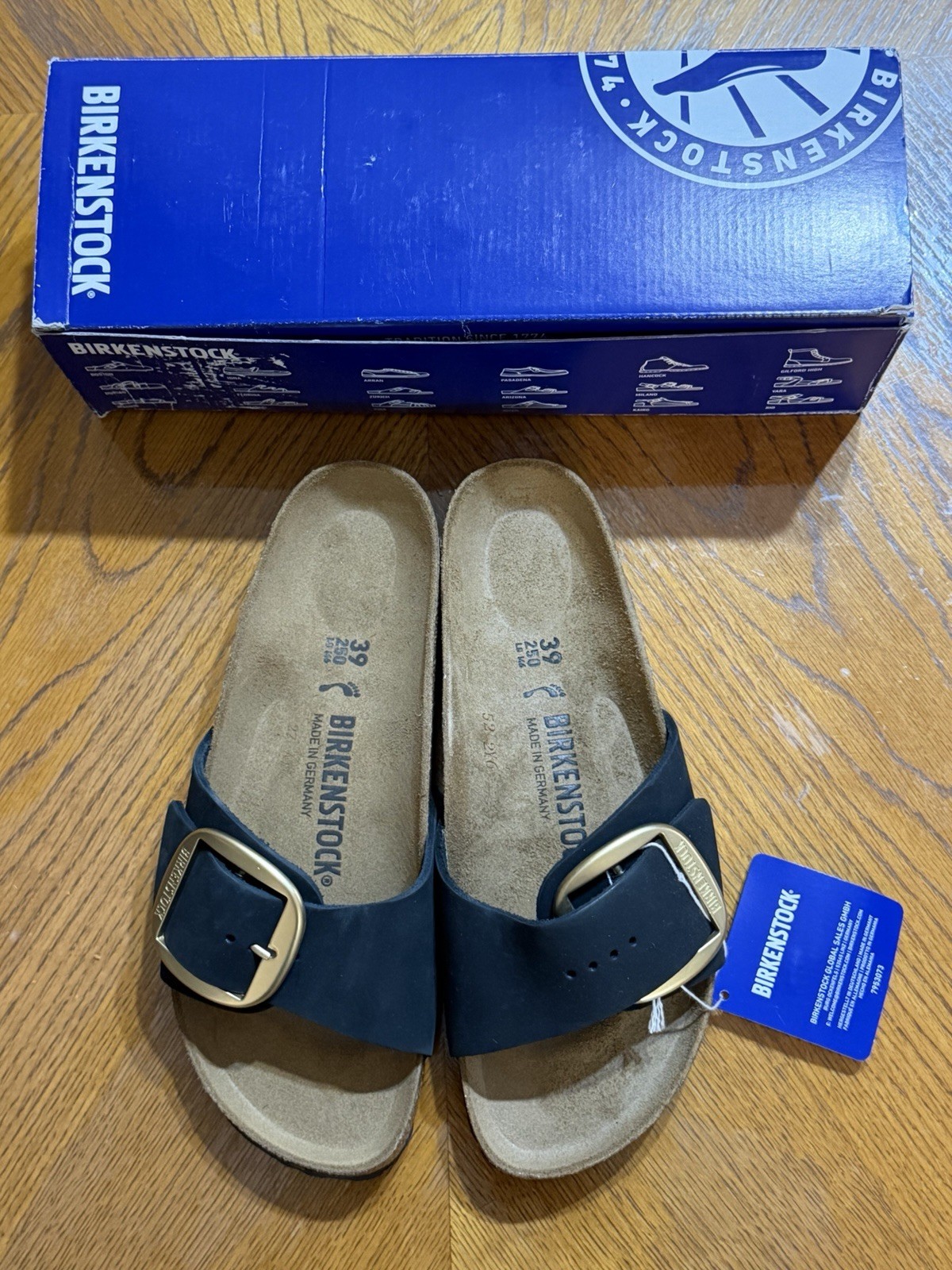 Birkenstock Madrid Big Buckle Women’s Sandals – Black, US L8 M6, Medium/Narrow