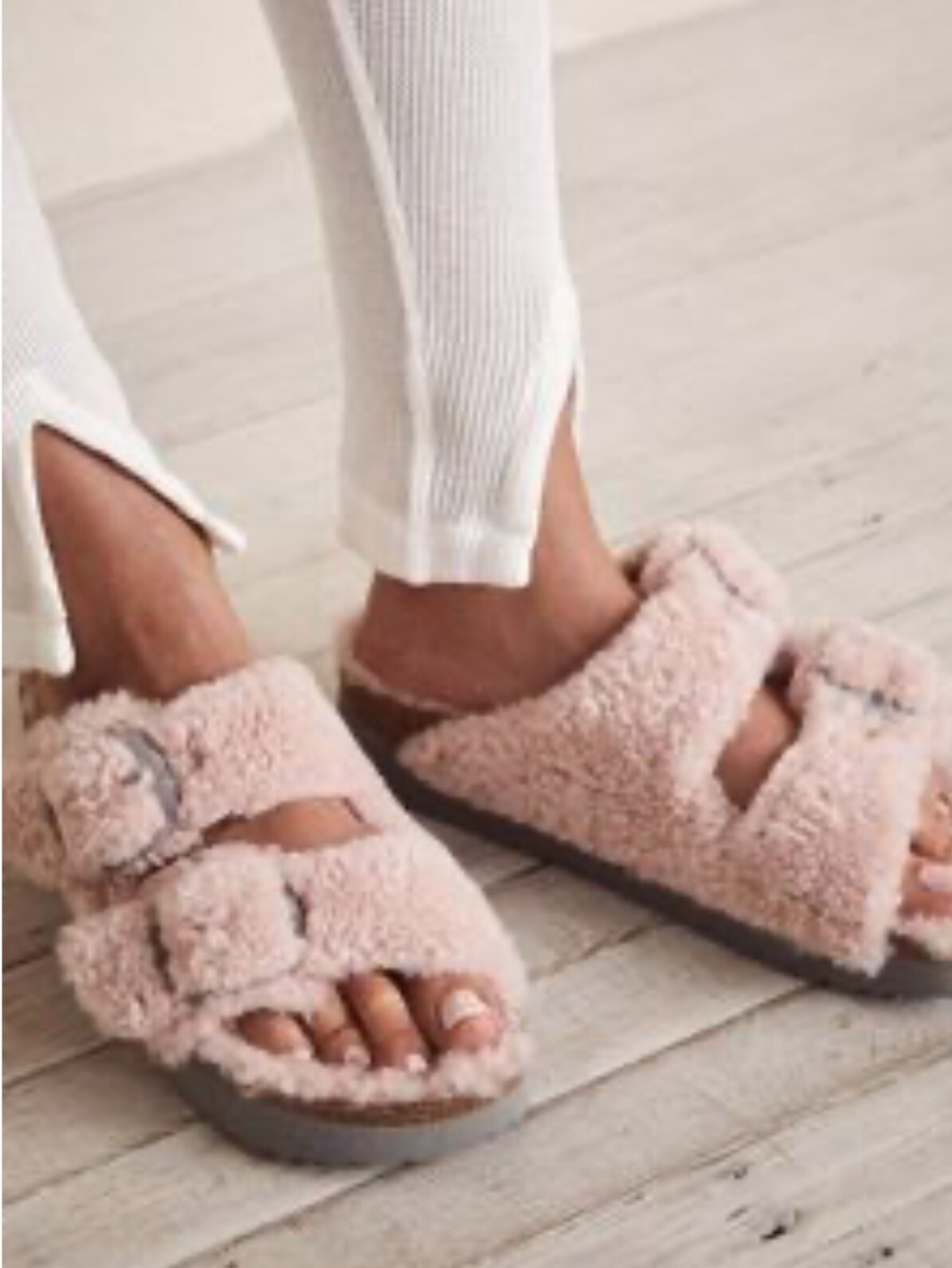 Birkenstock Papillio Teddy Sandals Rose Arizona Big Buckle Shearling EU 37 US 6