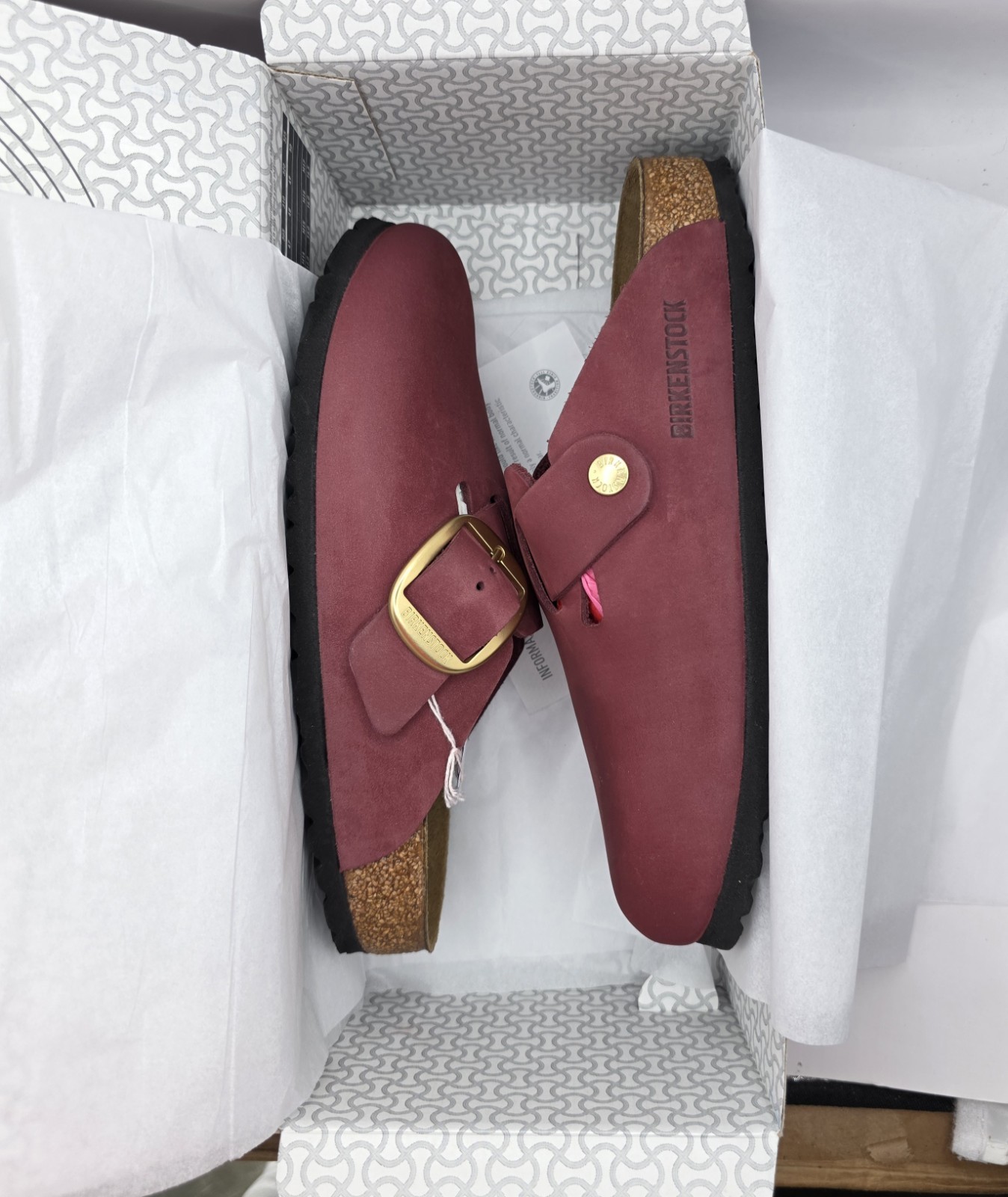 Birkenstock Boston Big Buckle Nubuk Leather Berry Crush Color Narrow