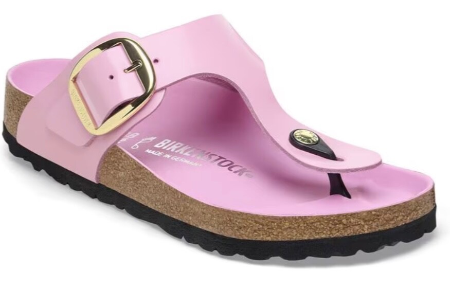 BIRKENSTOCK GIZEH BIG BUCKLE LEATHER SANDALS HIGH SHINE FONDANT PINK 38 7 Reg