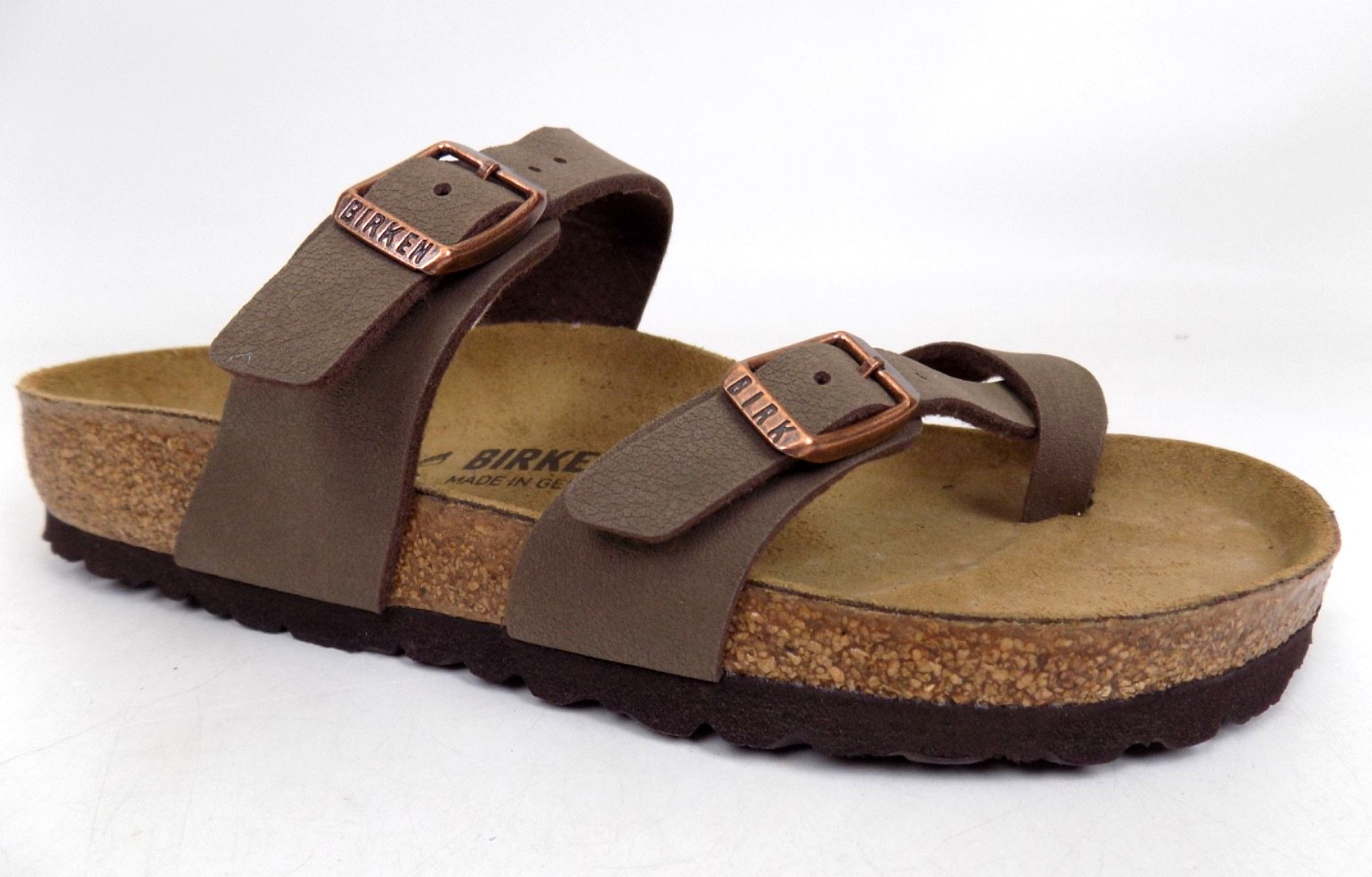 BIRKENSTOCK MAYARI Two Buckles Slides Women’s Sandals Size 6 Regular Fit, Brown