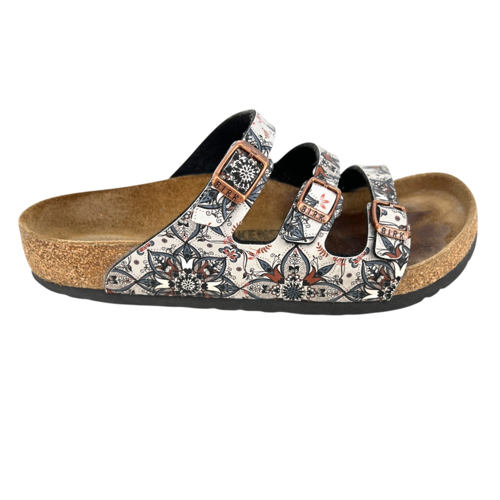 Birkenstock Florida Fresh Boho Flowers Navy Sandals Triple Strap EU 38 US 7
