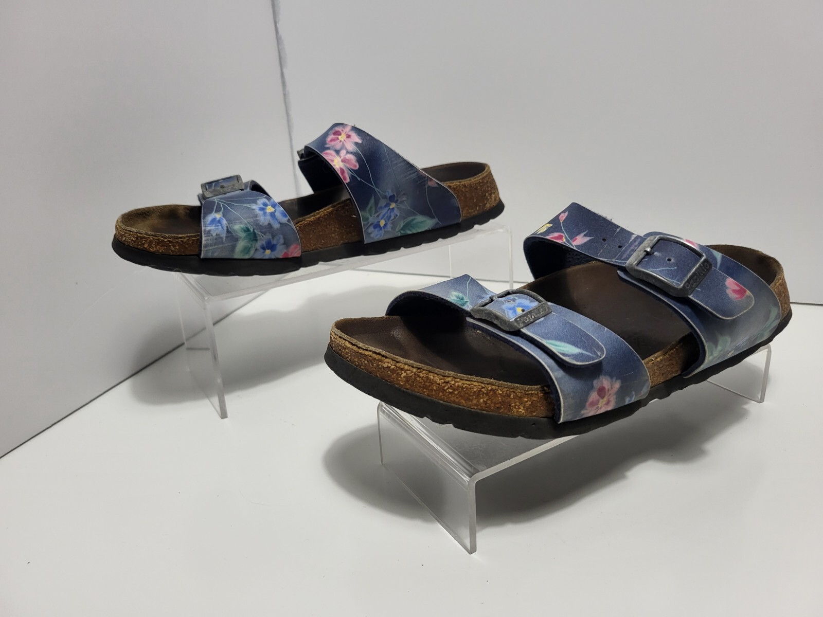 Papillio Birkenstock Arizona Women’s US 6 Blue Floral Slide Sandals