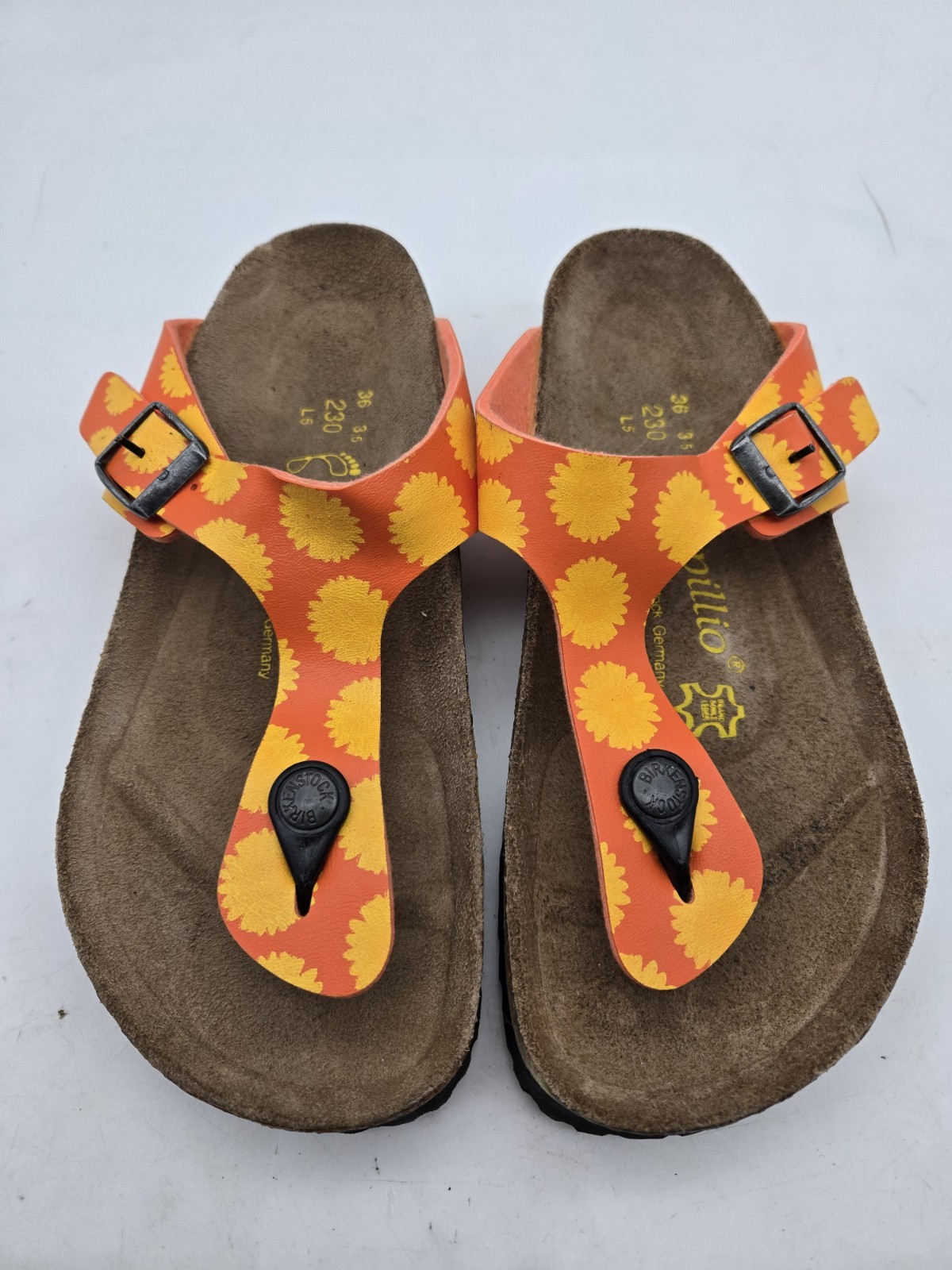Birkenstock Papillio Size 36 L5 Sunflower Gizeh Adjustable Strap Sandals