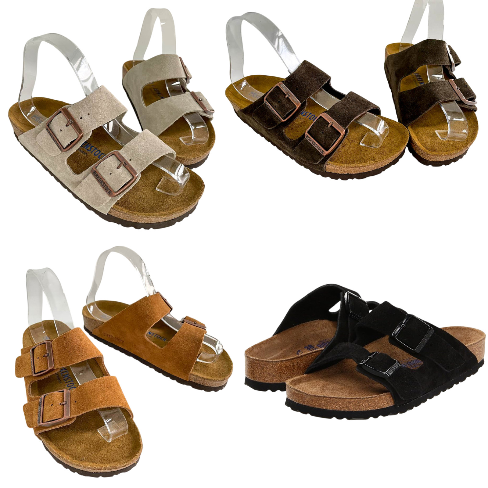 Birkenstock Arizona Taupe/Black/Mink/Mocha Soft Footbed Suede Unisex Sandals
