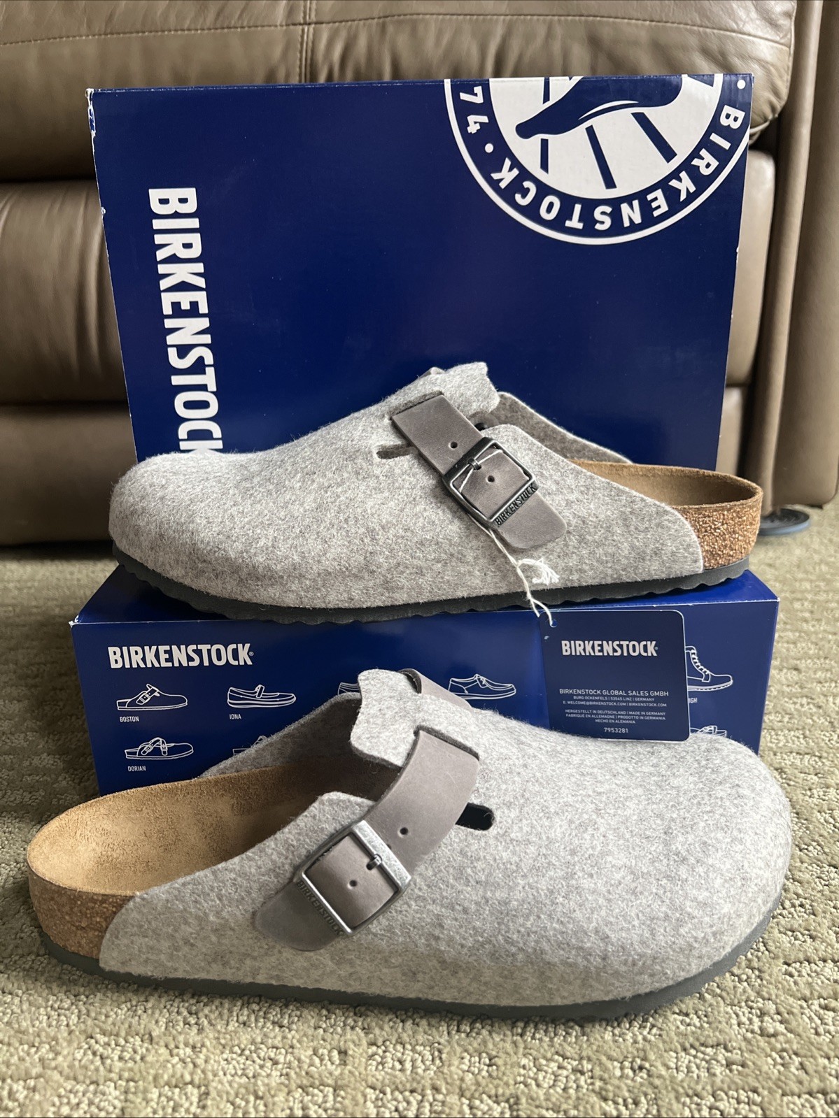 [1026149] Men’s Birkenstock BOSTON NATURAL LEATHER-FELT ‘REGULAR FIT’ US 12 EU45