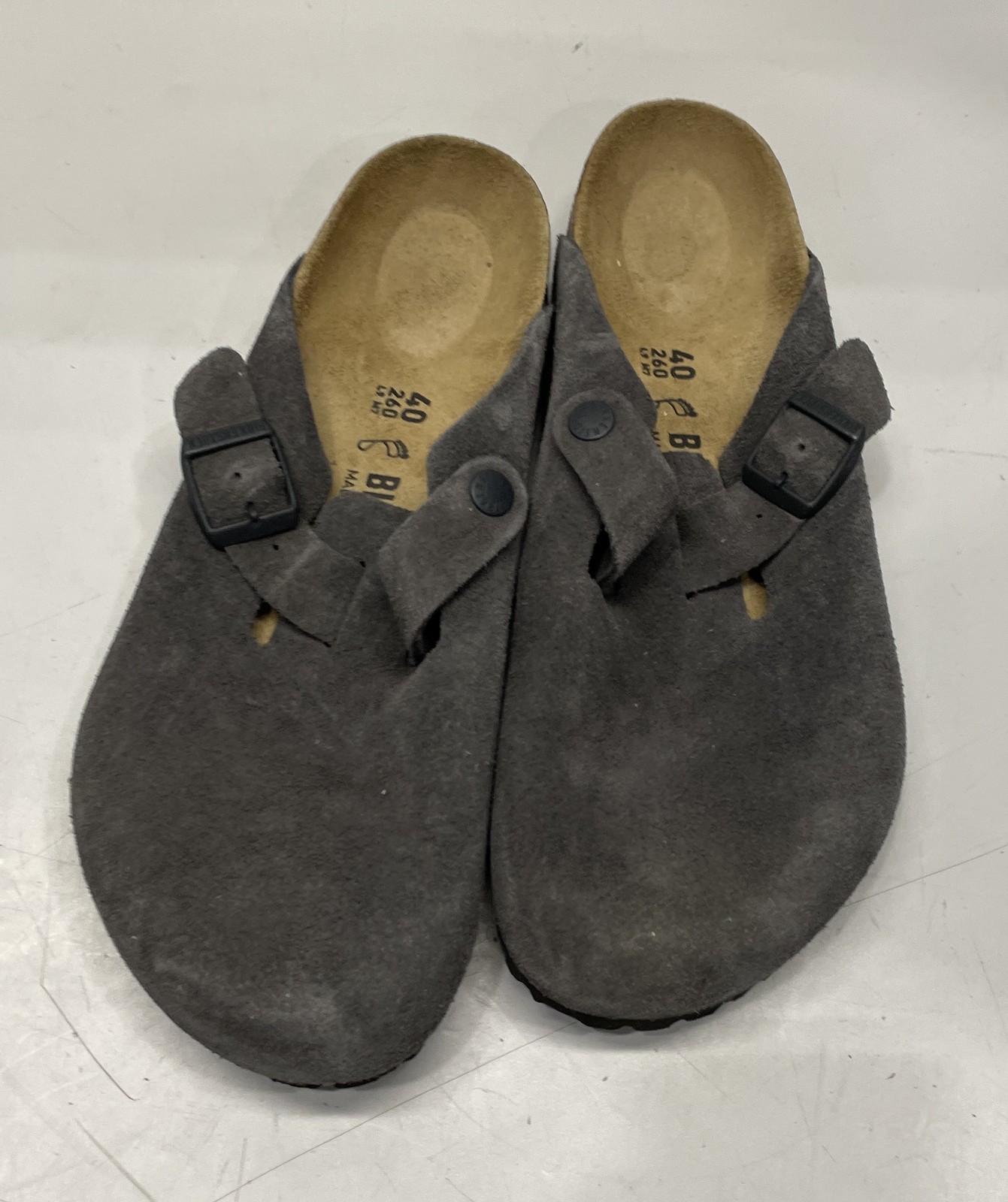 Birkenstock Boston BS Womens Size 9 Charcoal Suede Slip On Comfort Clogs