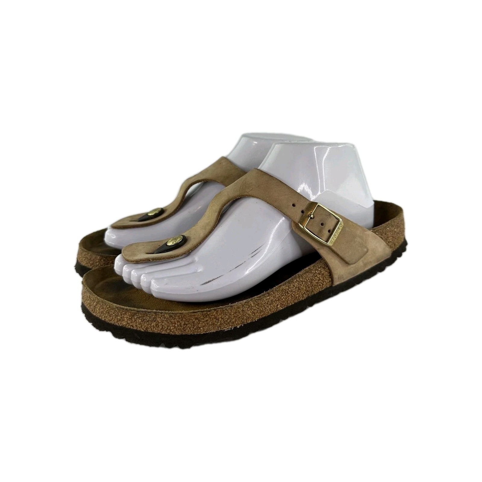Birkenstock Gizeh Womens Sandals US 9 Tan Brown Slide Thong Soft Footbed Shoes