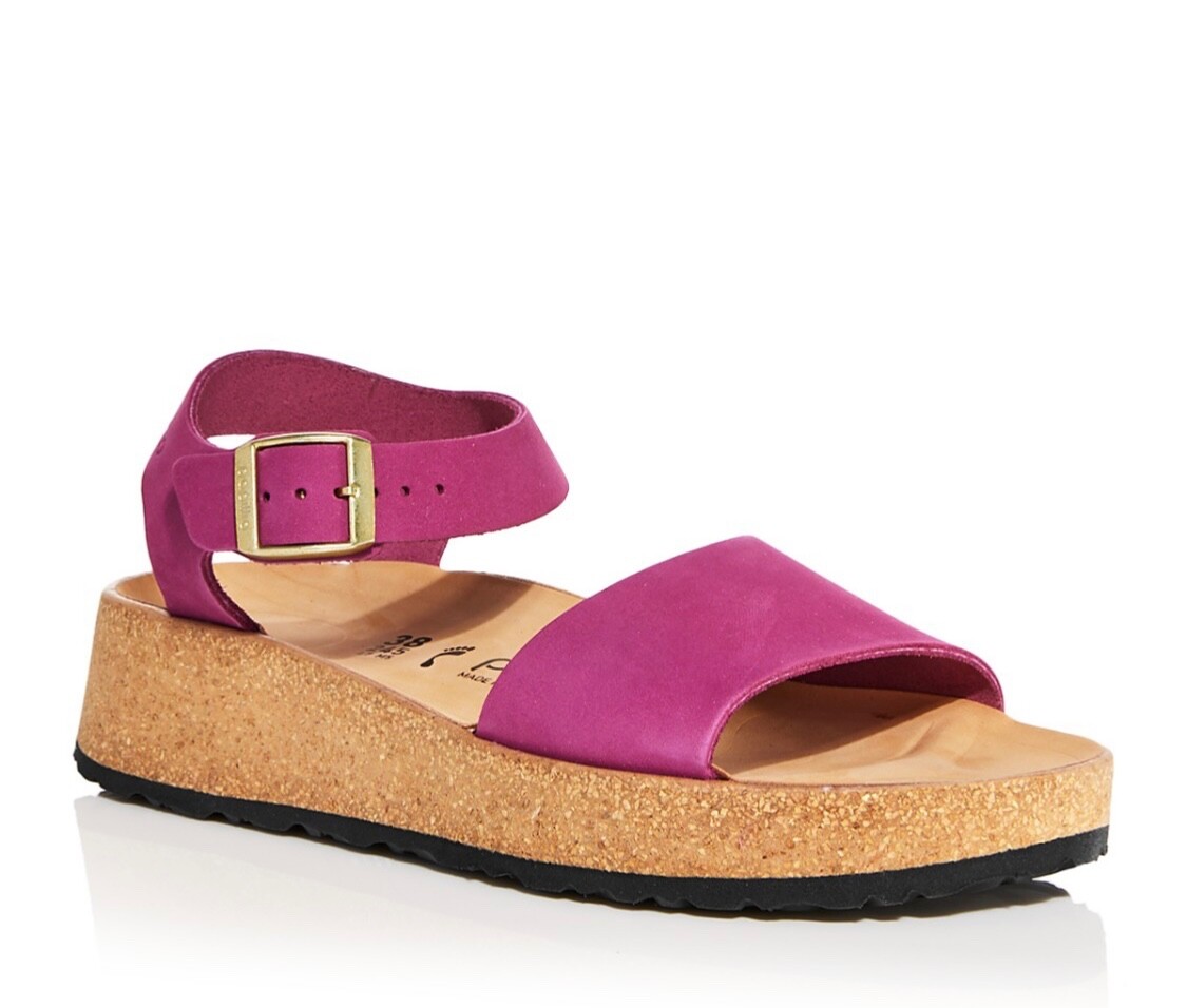 BIRKENSTOCK PAPILLIO GLENDA LEATHER BACK STRAP SANDALS BOYSENBERRY PINK 39