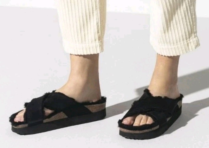 BIRKENSTOCK PAPILLIO Black Daytona Teddy Women US 5 EU 36 Platform Sandal