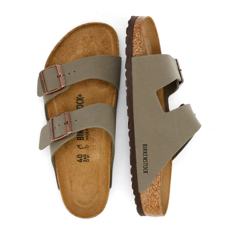 Birkenstock Arizona Stone Leather Sandals Birkibuc Unisex Shoes New w/ Box