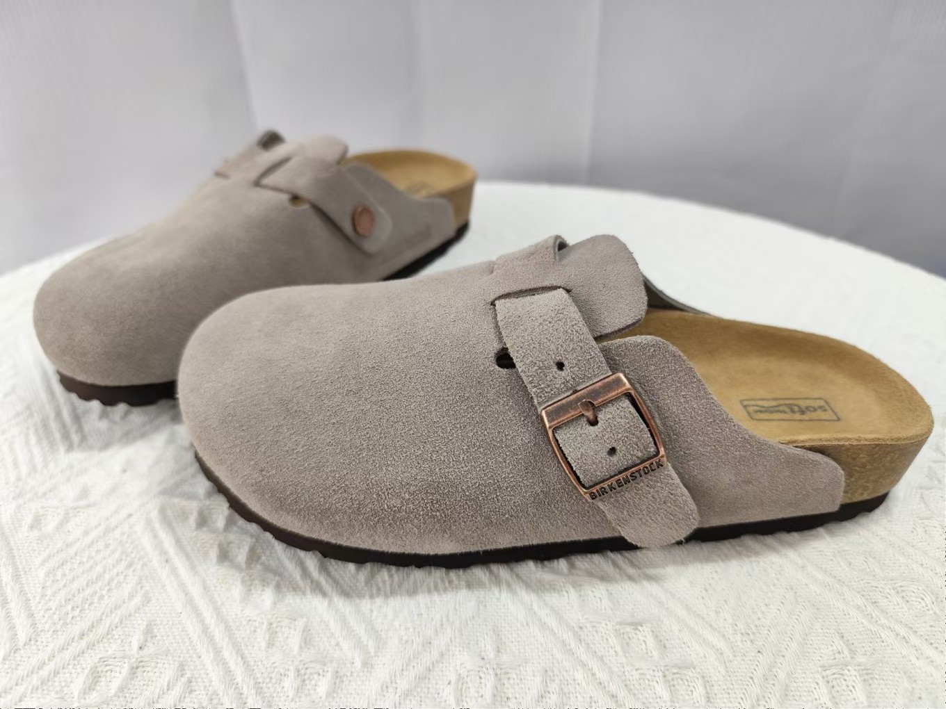 Birkenstock Boston Taupe Suede Leather Soft Footbed Clog Shoes|No Box|EU Size 40
