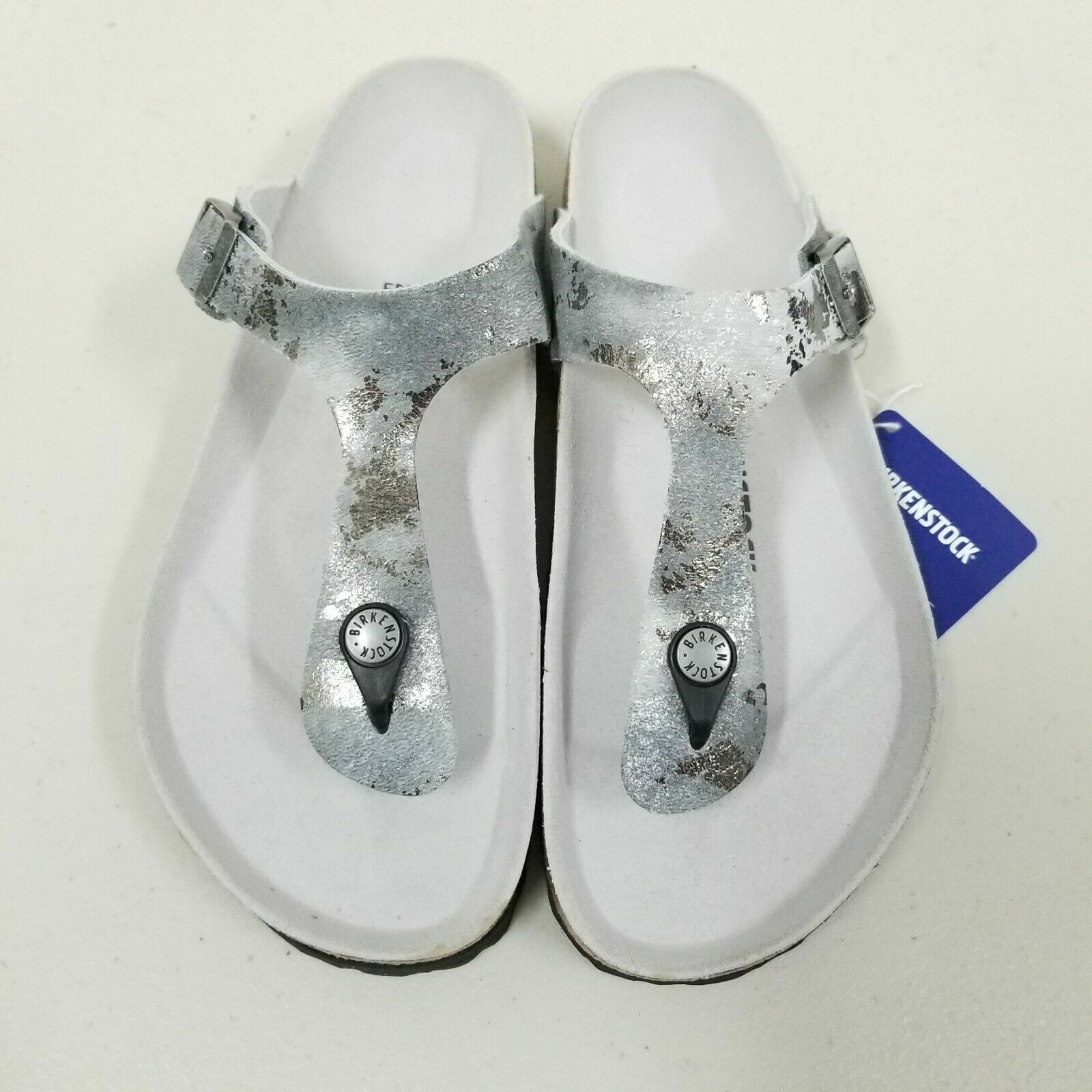 New w/o Box Birkenstock Gizeh Vintage Metallic Gray Silver Regular – Select Size