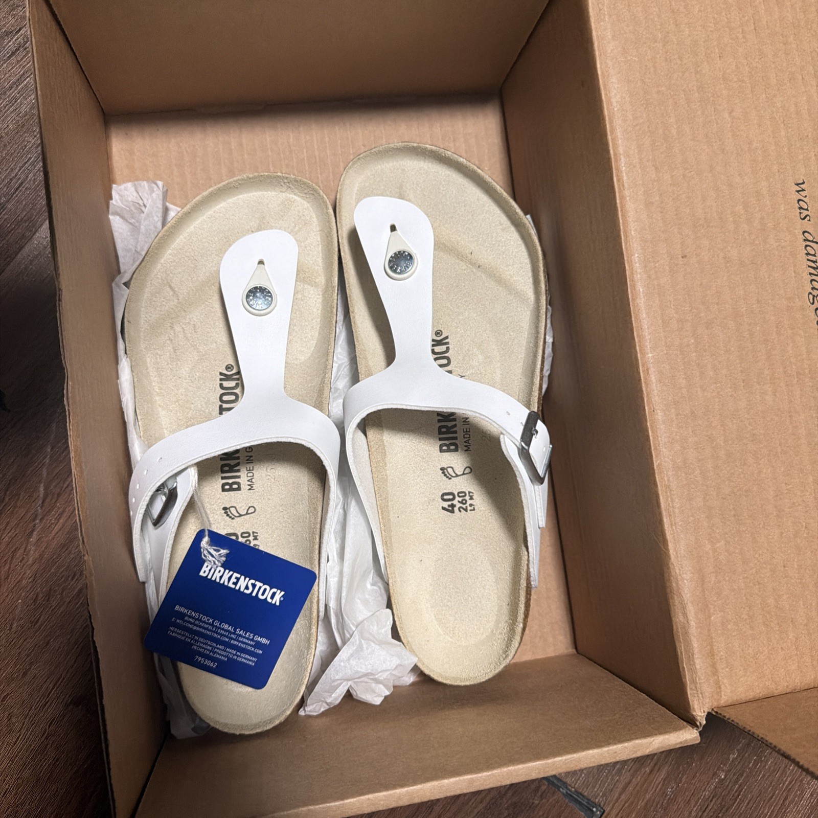 Birkenstock Gizeh White Regular Sandals – Women’s 9.5 . EU 40