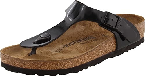 BIRKENSTOCK GIZEH UNISEX LEATHER SANDALS SIZE MEN 4 WOMEN 6 PATENT BLACK