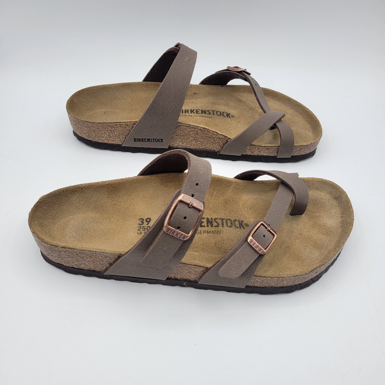 BIRKENSTOCK Mayari Mocha Leather Sandals Crisscross Straps Womens EU 39/US 8-8.5