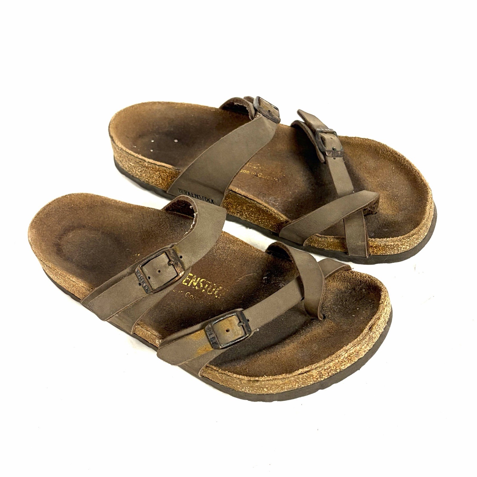 Birkenstock Mayari Sandals Mocha Birko-Flo Toe Loop Double Buckle Strap 38 W7 M5