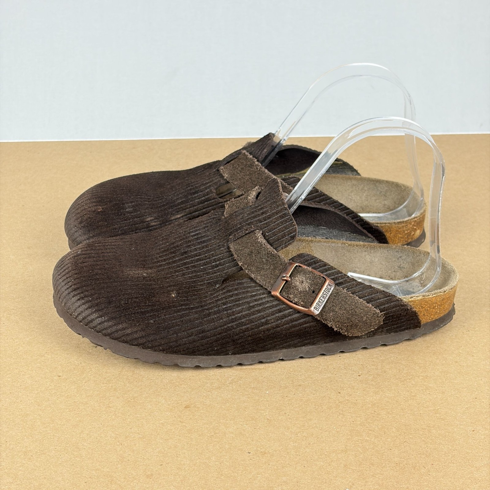 Birkenstock Boston 25th Anniversary Corduroy Mules Womens 7 Brown Slip On EU 38