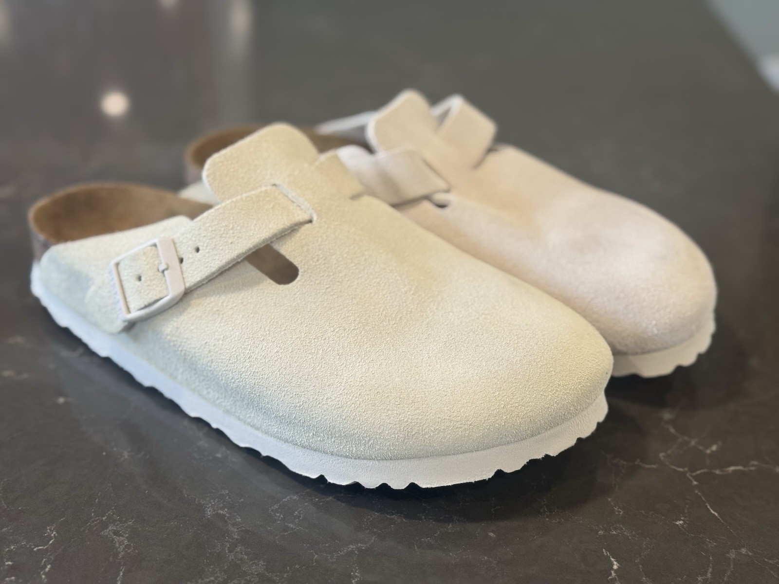 Birkenstock Boston Clog EU 32 Women 5/ 5.5 Mens 3/ 3.5  Suede Taupe Tan Leather
