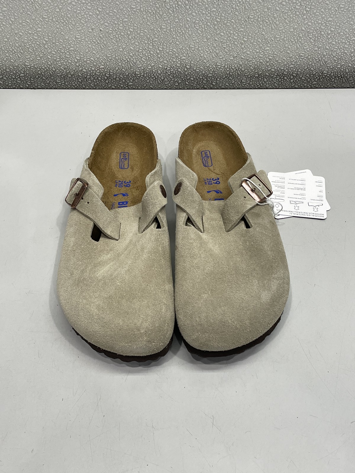 Birkenstock Boston Softbed Clogs Unisex M6 W8 Narrow Taupe Suede Casual Slip On