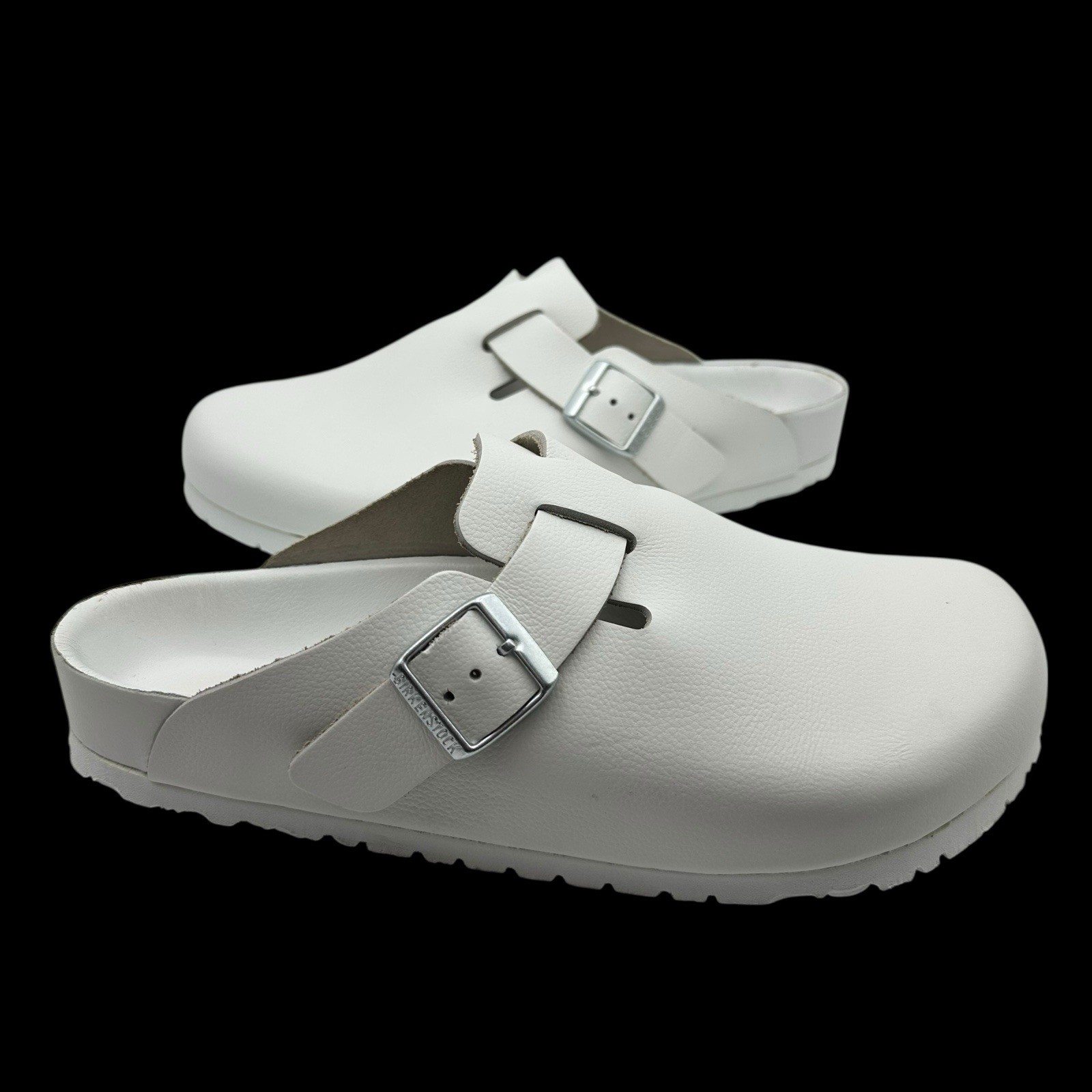 Womens 10 U.S. Medium – Birkenstock Boston Super Grip White Natural Leather