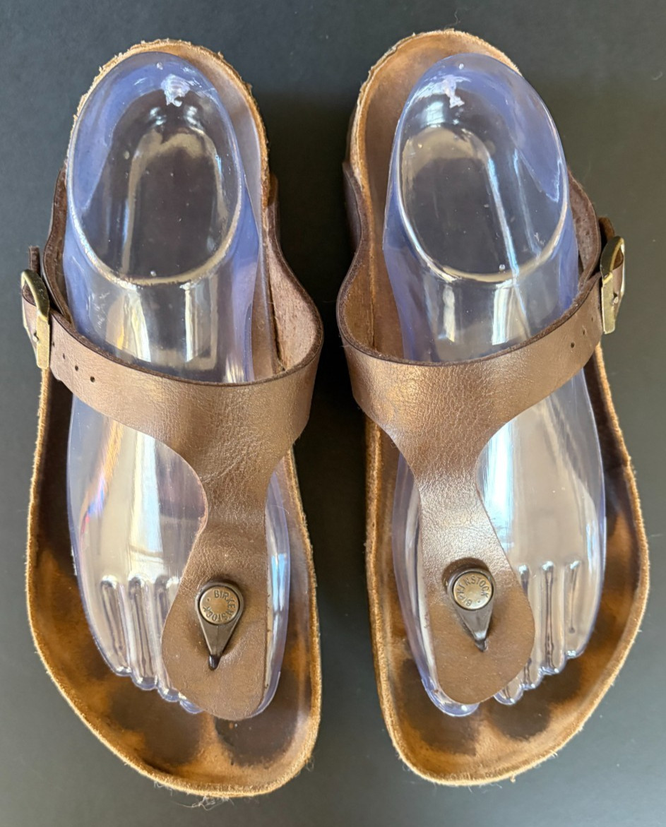 Birkenstock Gizeh Thong Sandals Brown Cork Footbed Buckle Women 39 EU 8.5 US