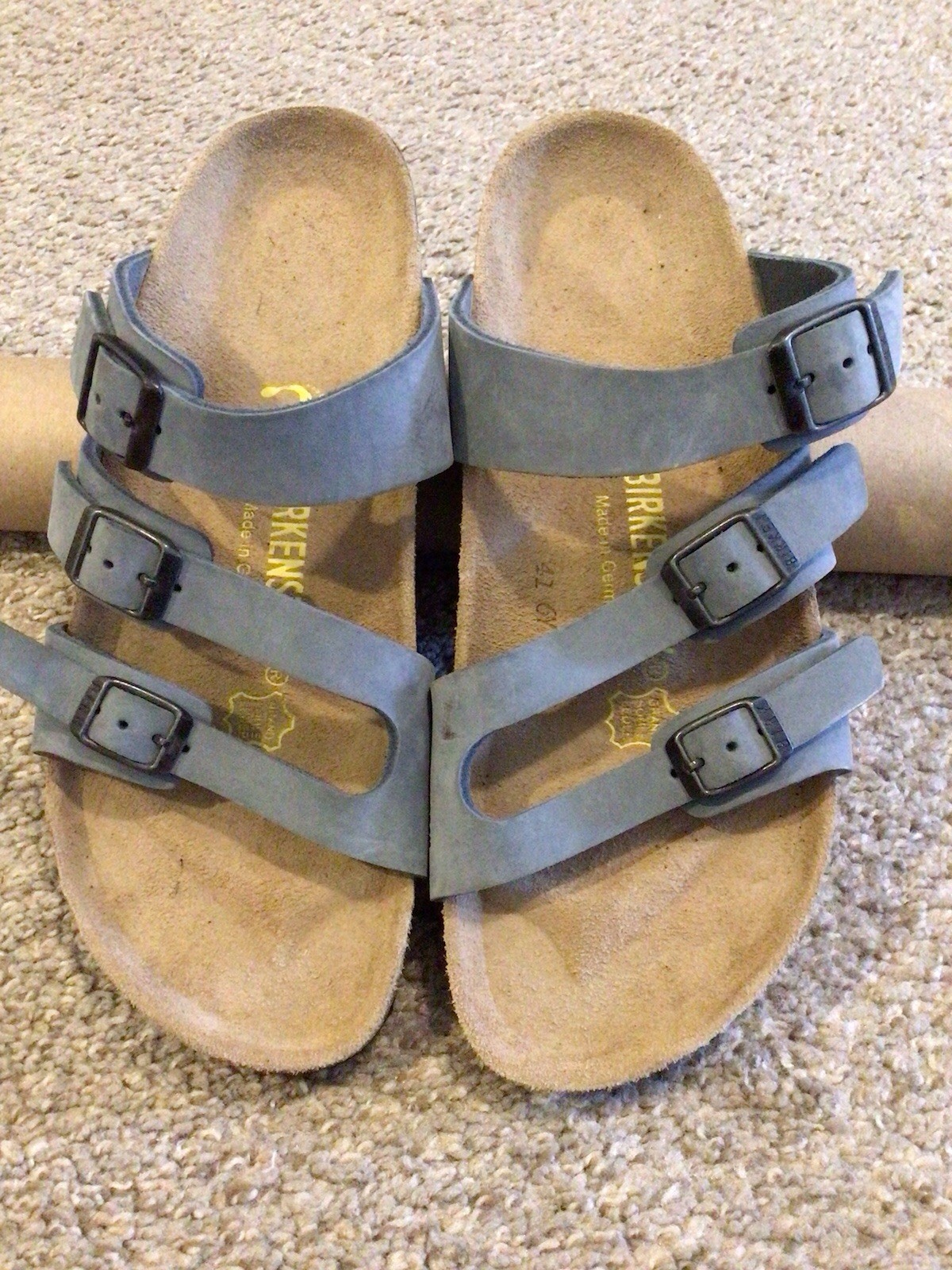 Birkenstock Florida Women’s 38 Sandals MIDNIGHT BLUE Metallic Triple Strap
