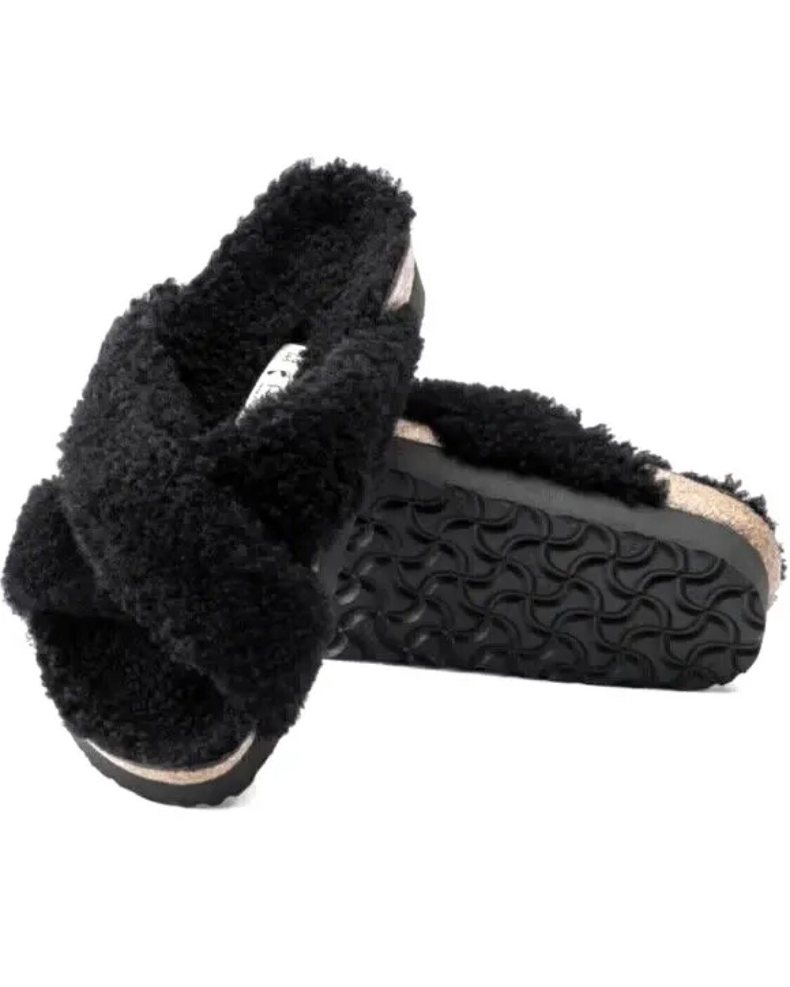 NEW $160 Birkenstock Papillio Daytona Shearling Sandal Black Size L 10/EU 41N